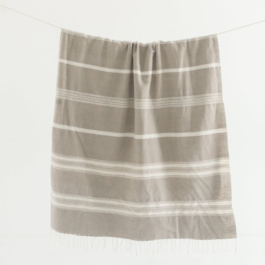 Aden Cotton Throw - Stone / Natural