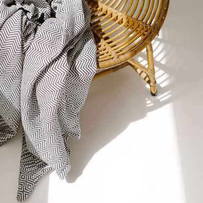 Bakuba Cotton Throw - Charcoal