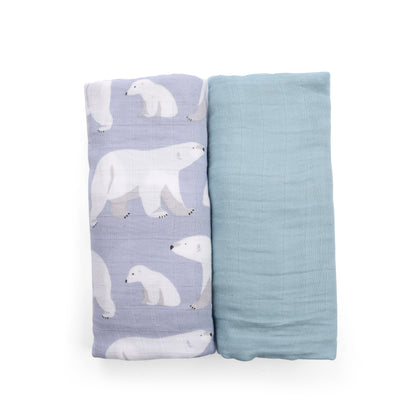 Snuggle Wrap Blue Swaddle Blanket Set - Bamboo/Cotton