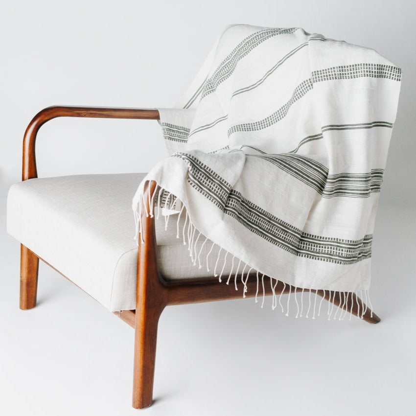 Aden Cotton Throw - Natural / Grey