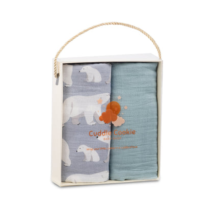 Snuggle Wrap Blue Swaddle Blanket Set - Bamboo/Cotton