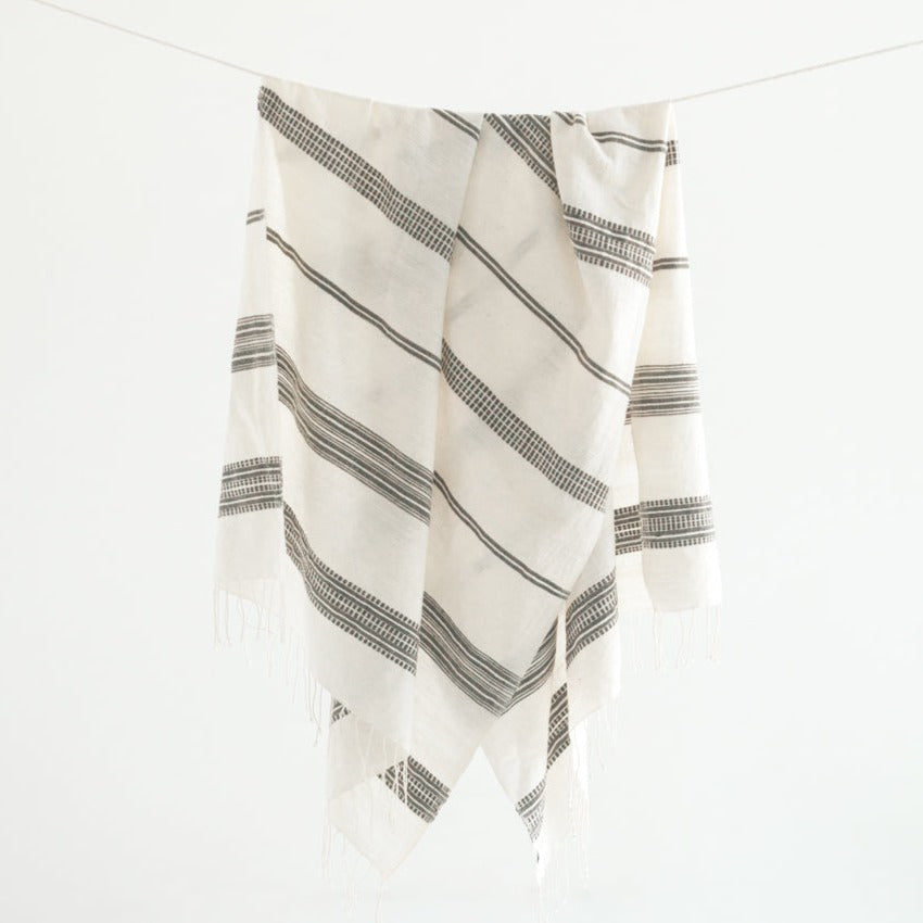 Aden Cotton Throw - Natural / Grey