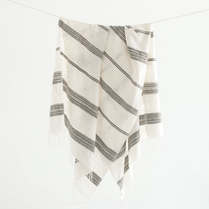 Aden Cotton Throw - Natural / Grey