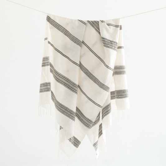 Aden Cotton Throw - Natural / Grey