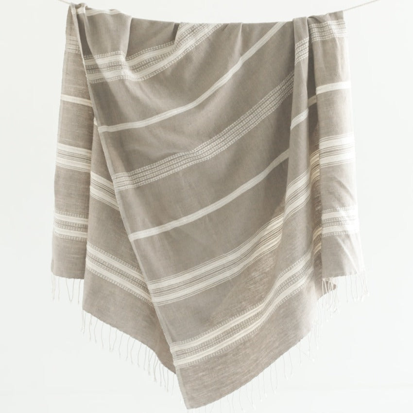 Aden Cotton Throw - Stone / Natural