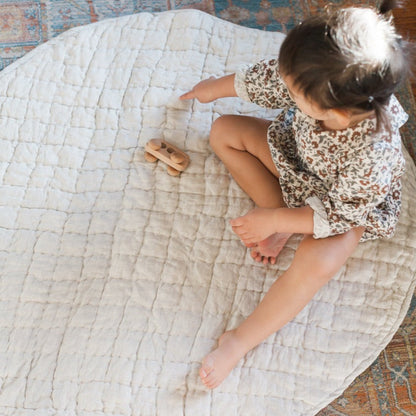 Quilted Linen/Cotton Play Mat - Natural Chambray