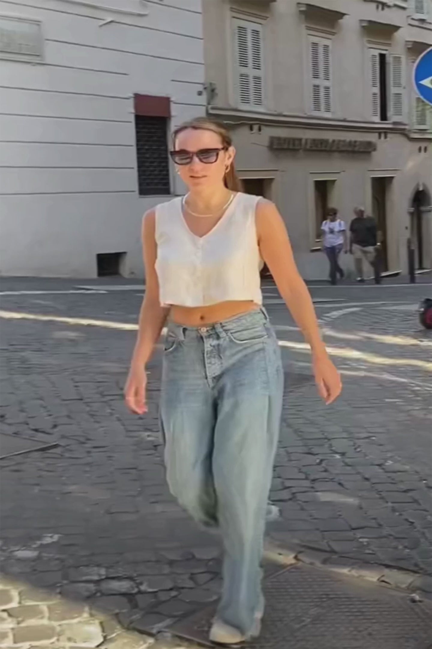 Cropped Vest Top in Ecru