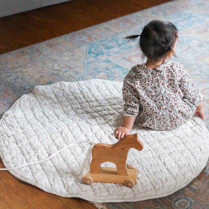 Quilted Linen/Cotton Play Mat - Natural Chambray