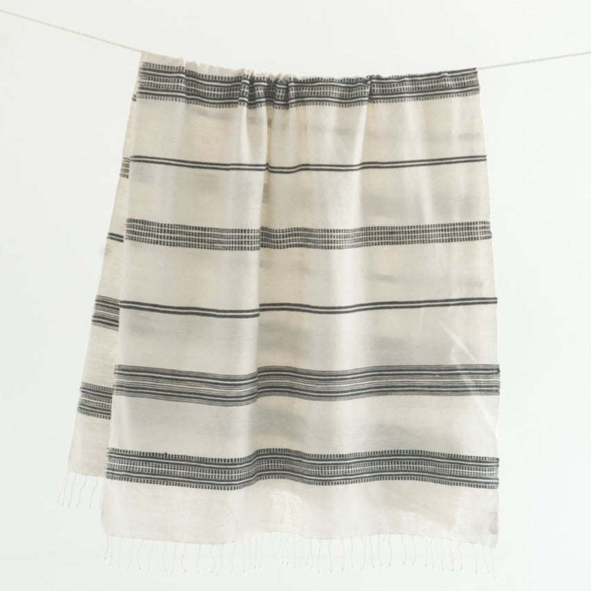 Aden Cotton Throw - Natural / Grey