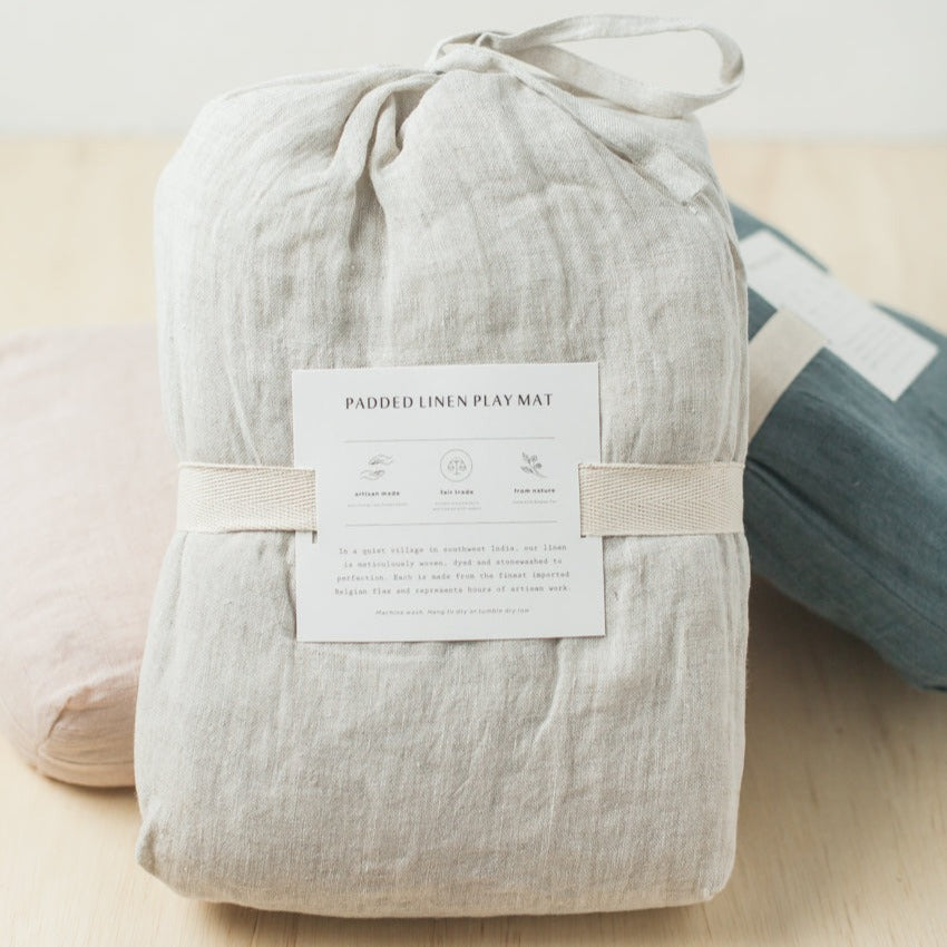 Quilted Linen/Cotton Play Mat - Natural Chambray