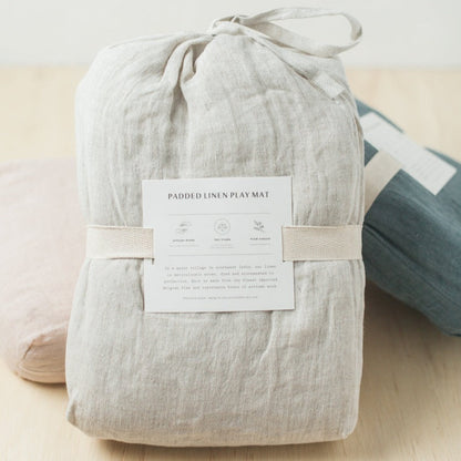 Quilted Linen/Cotton Play Mat - Natural Chambray
