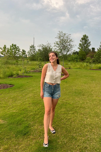 Cropped Vest Top in Ecru