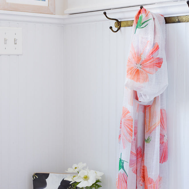 Scarf: Hibiscus on Snow