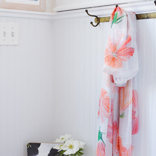 Scarf: Hibiscus on Snow