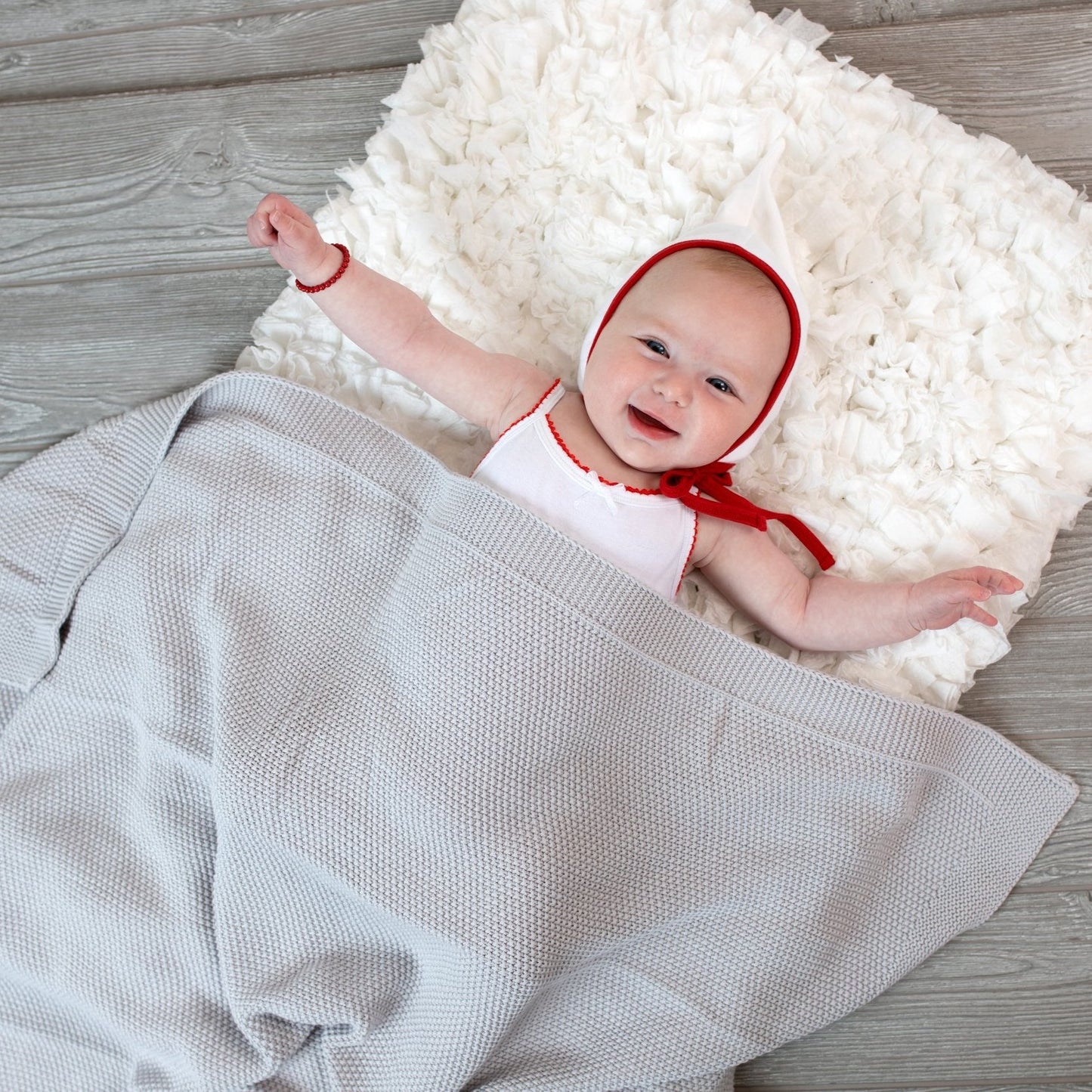 Deluxe Grey Knit Blanket - Cotton