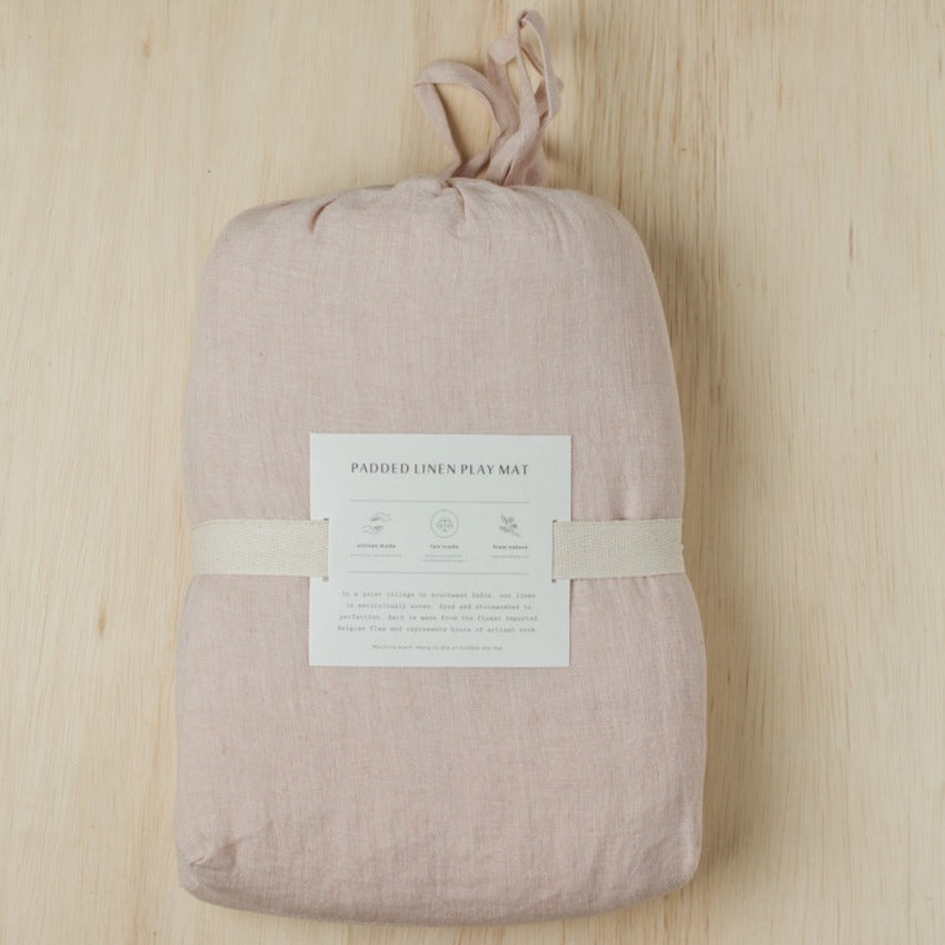 Quilted Play Mat Blush - Linen and Cotton