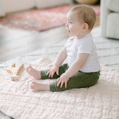 Quilted Play Mat Blush - Linen and Cotton