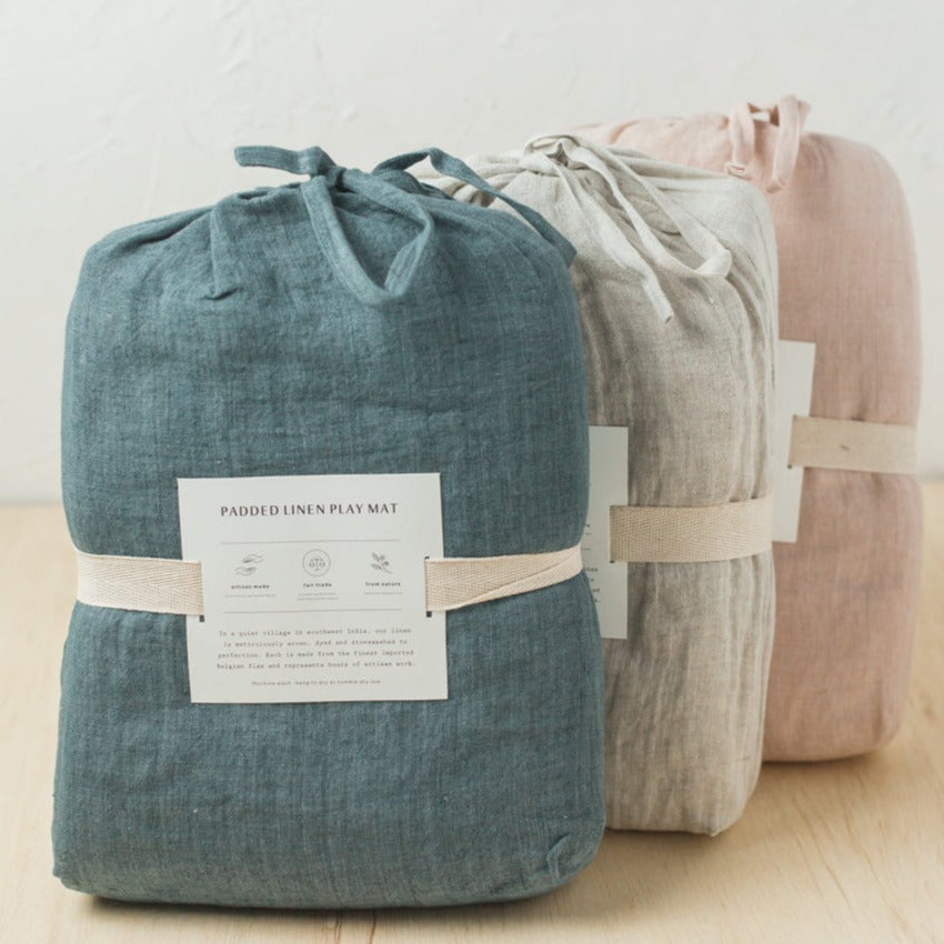 Quilted Linen/Cotton Play Mat - Denim