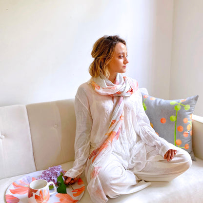 Scarf: Hibiscus on Snow