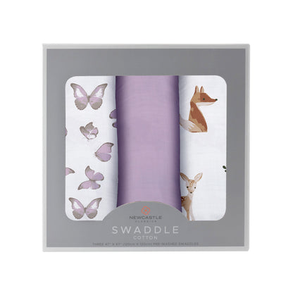 Mountain Meadow Swaddle Cotton, 3 Pack; Sierra Fox & Butterfly