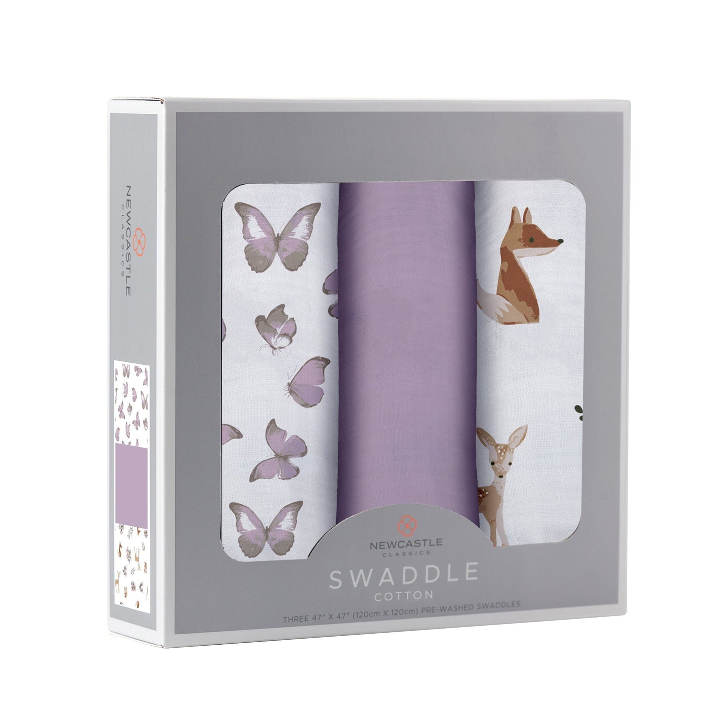 Mountain Meadow Swaddle Cotton, 3 Pack; Sierra Fox & Butterfly