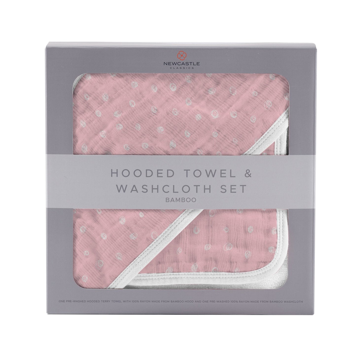 Pink Pearl Polka Dot Hooded Bamboo Towel and Washcloth Set