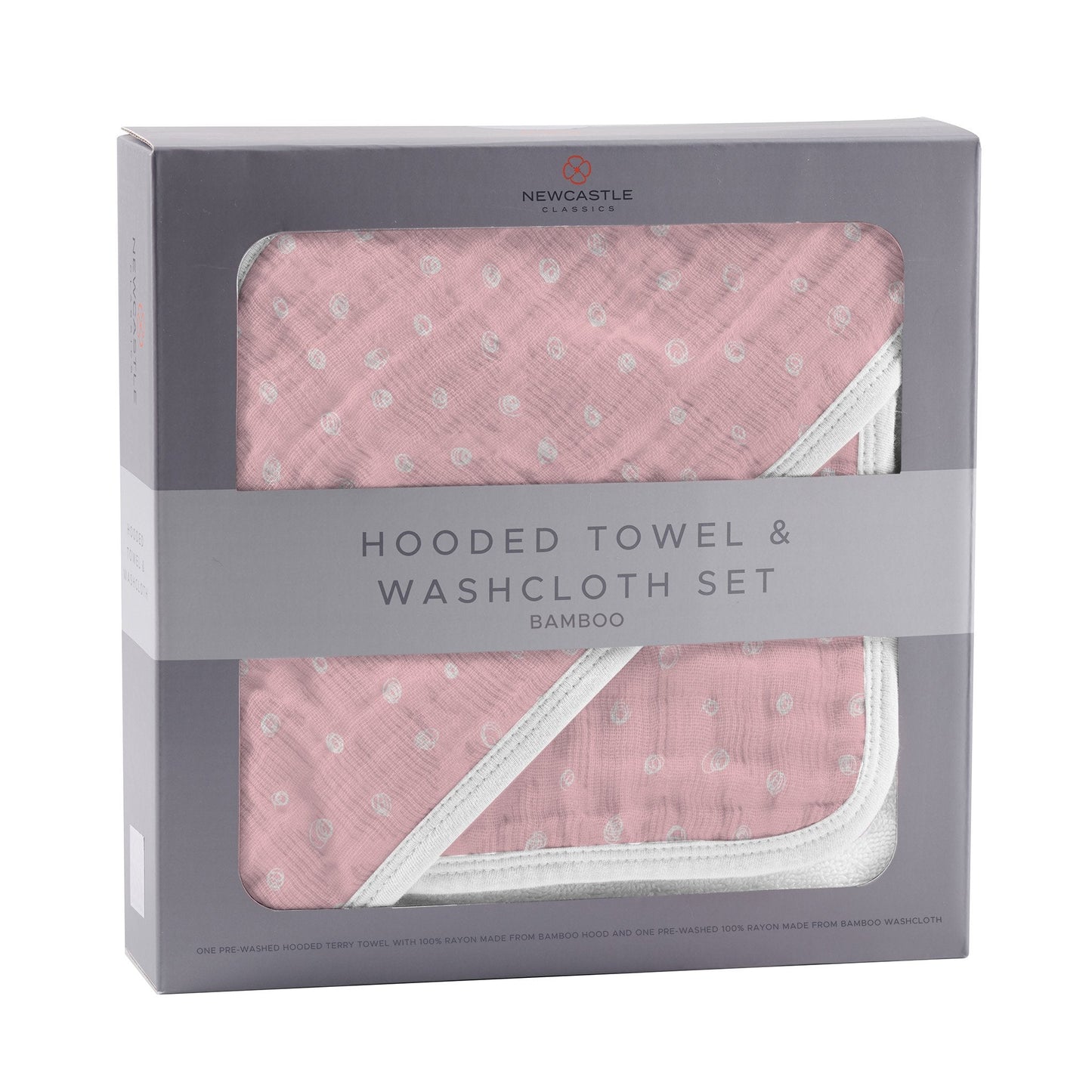 Pink Pearl Polka Dot Hooded Bamboo Towel and Washcloth Set