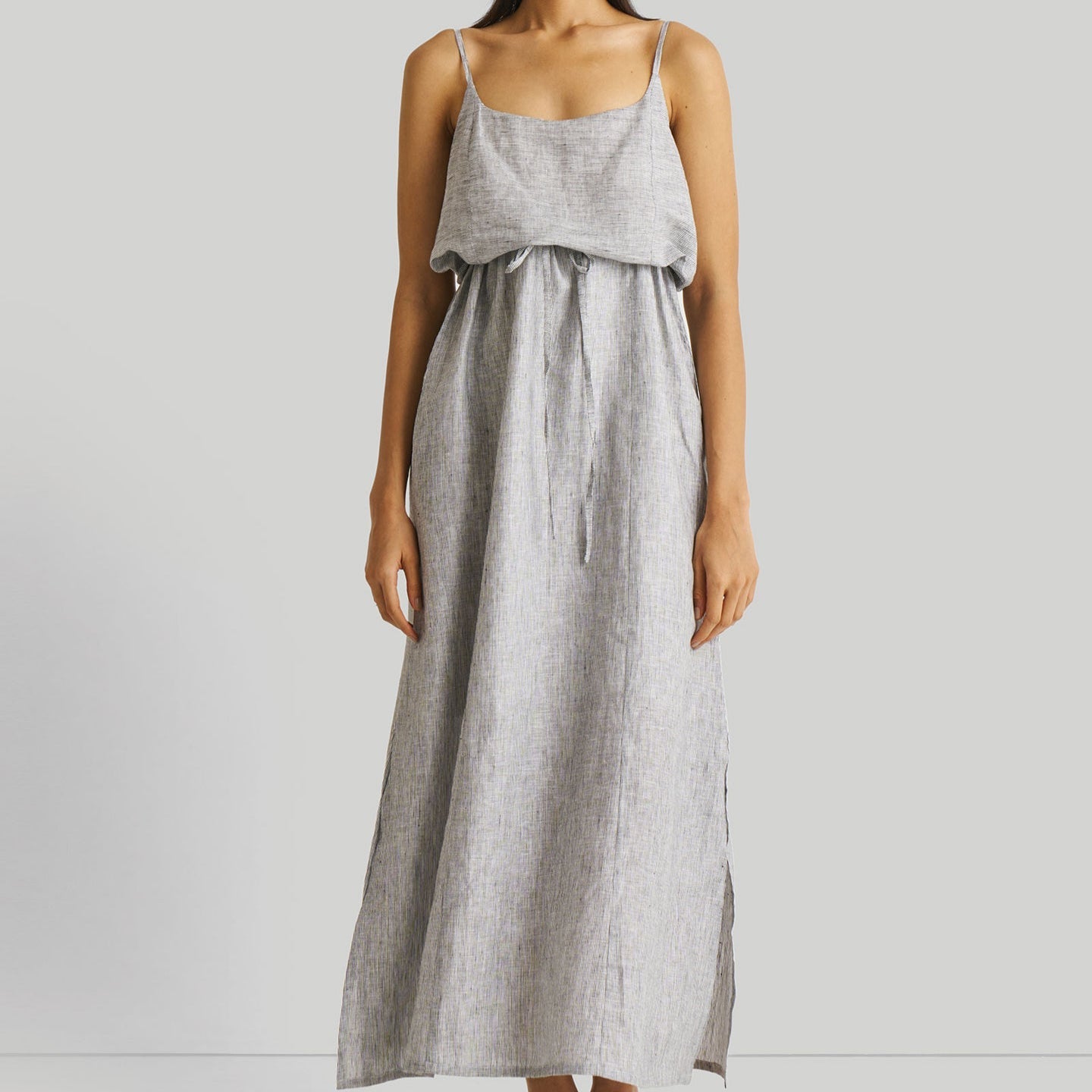 Strappy Pin Striped Maxi Dress