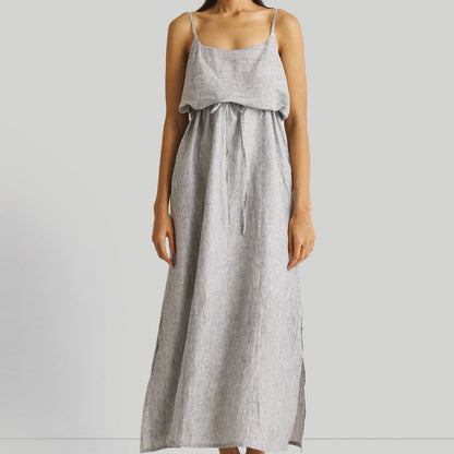 Strappy Pin Striped Maxi Dress