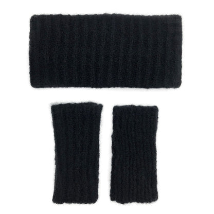 Black Ribbed Alpaca Ear Warmer
