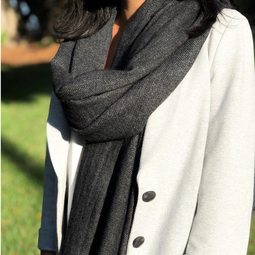 Black Handloom  Cashmere Scarf