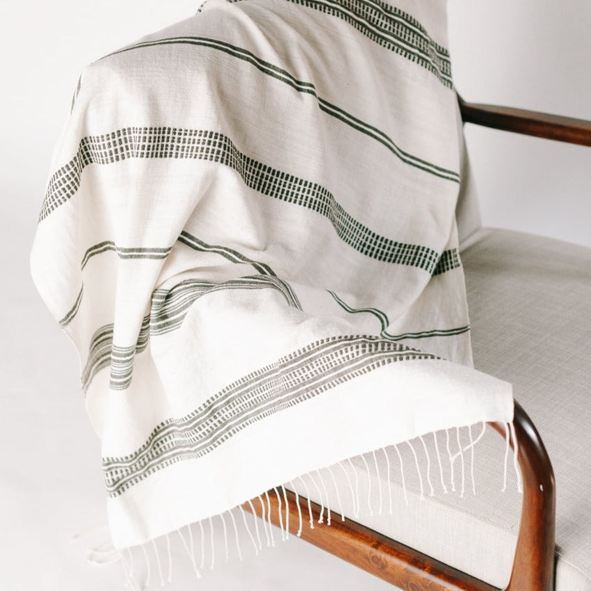Aden Cotton Throw - Natural / Grey