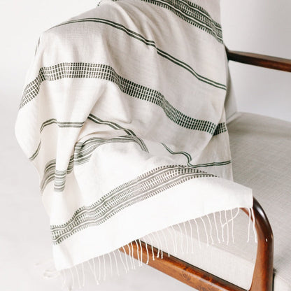 Aden Cotton Throw - Natural / Grey