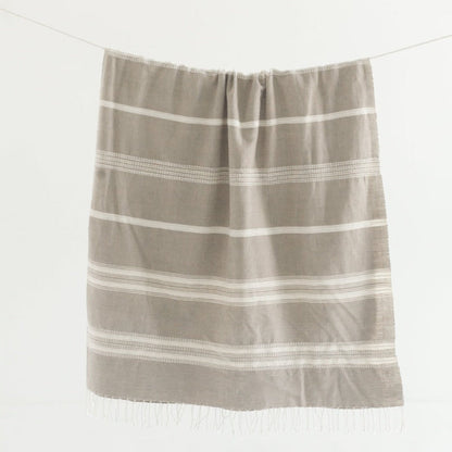 Aden Cotton Throw - Stone / Natural