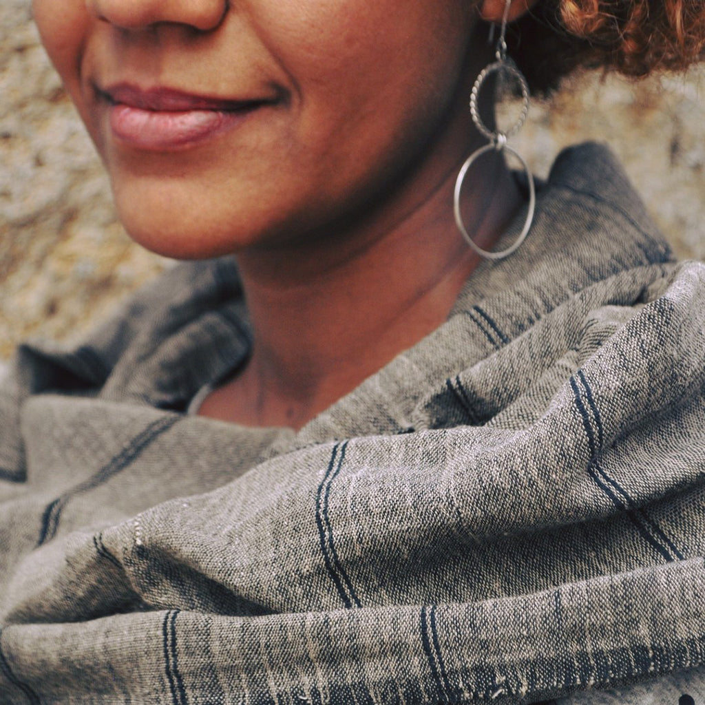 Earthy Striped Cotton Scarf
