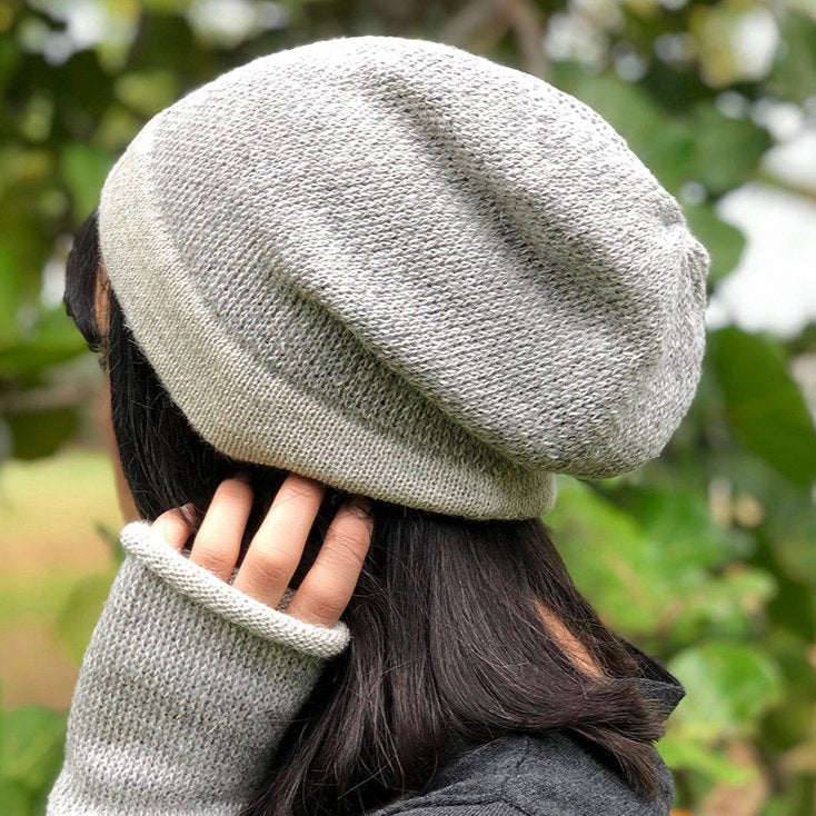 Gray Interwoven Alpaca Beanie