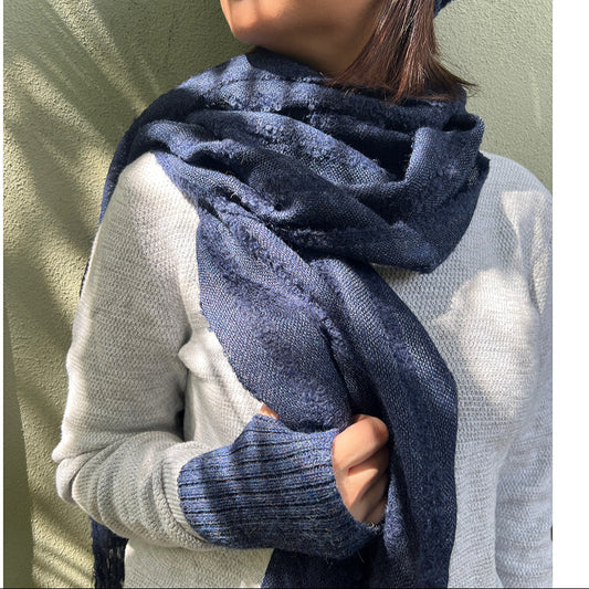 Navy Loop Knit Alpaca Scarf