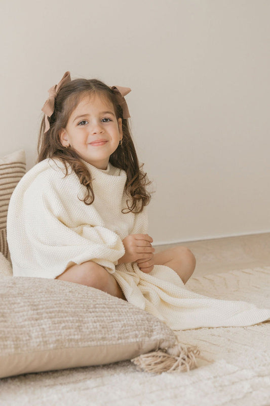 Deluxe Ivory Knit Blanket - Cotton