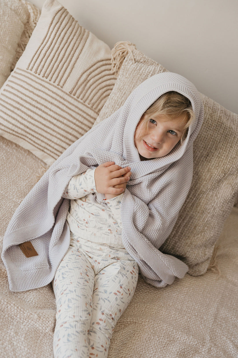 Deluxe Grey Knit Blanket - Cotton