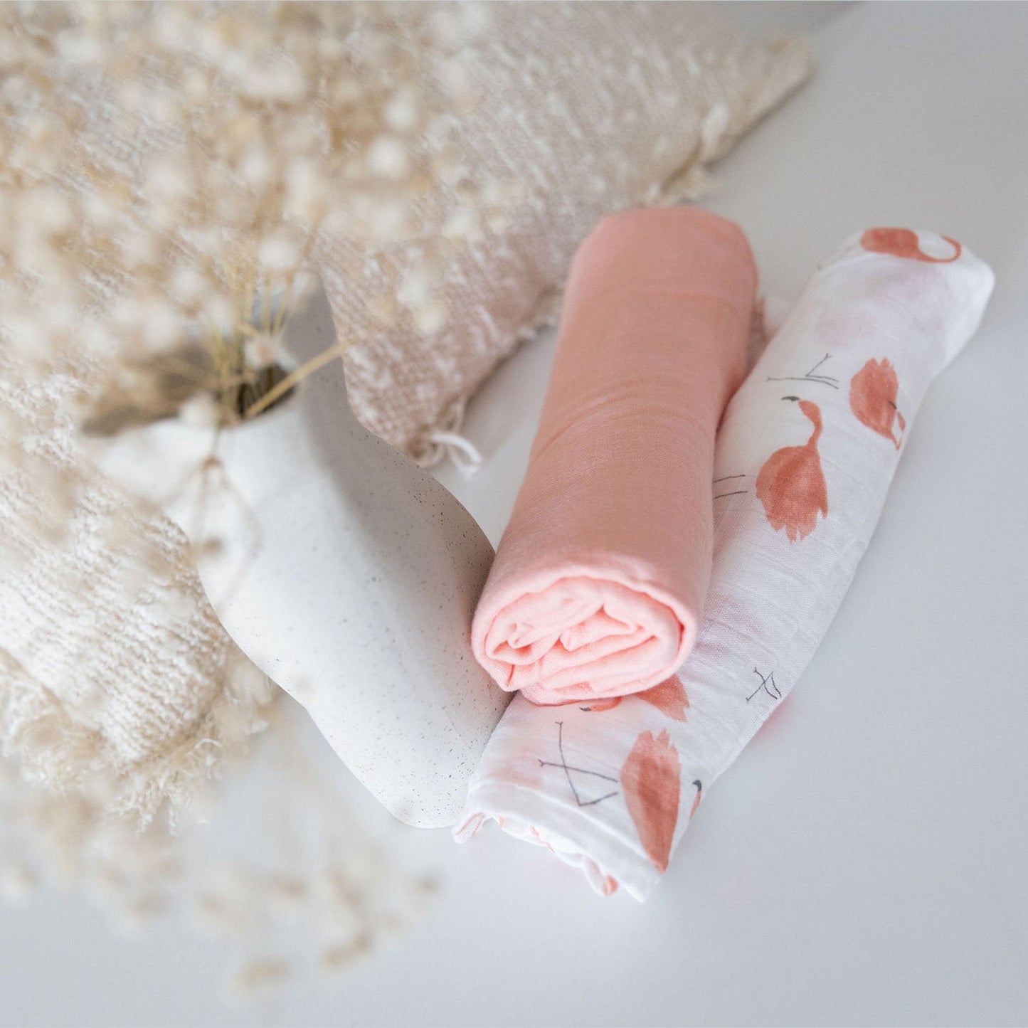 Snuggle Wrap Bright Pink Swaddle Blanket Set - Bamboo/Cotton