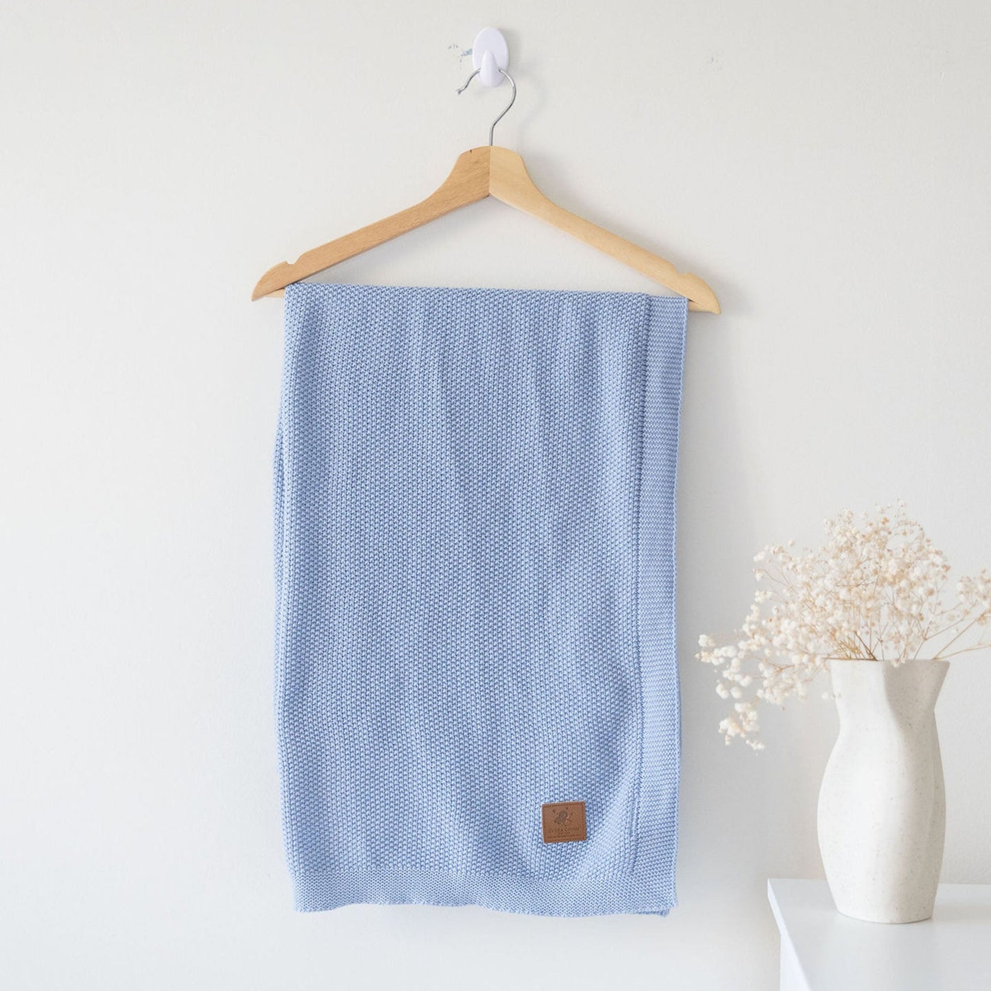 Deluxe Blue Knit Blanket - Cotton