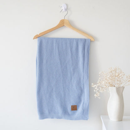 Deluxe Blue Knit Blanket - Cotton