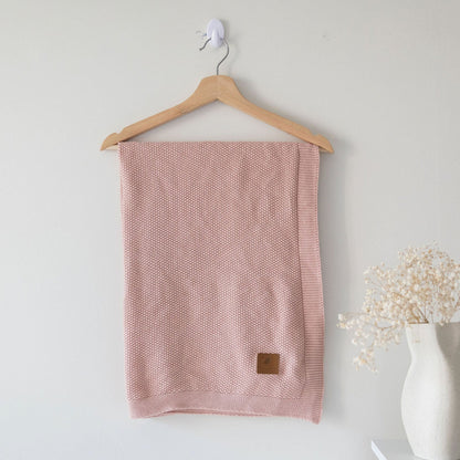 Deluxe Soft Pink Knit Blanket - Cotton