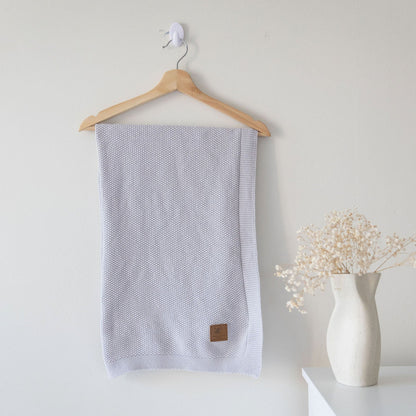 Deluxe Grey Knit Blanket - Cotton