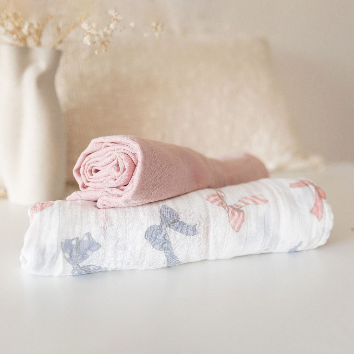 Snuggle Wrap Pastel Pink Swaddle Blanket Set - Bamboo/Cotton