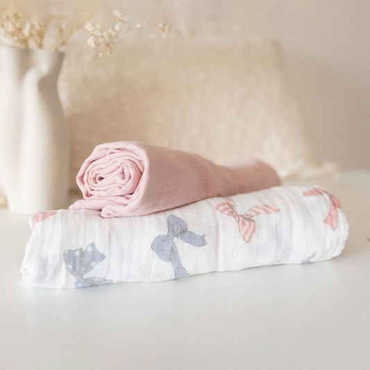 Snuggle Wrap Pastel Pink Swaddle Blanket Set - Bamboo/Cotton