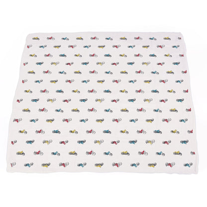 Vintage Muscle Cars and Motorcycles Bamboo Muslin Newcastle Blanket